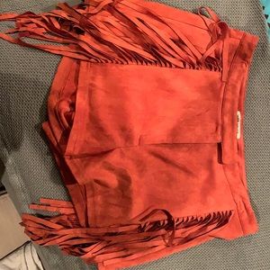 Rust fringe shorts
